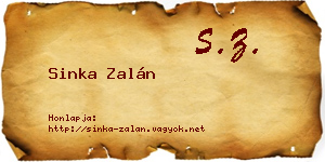 Sinka Zalán névjegykártya